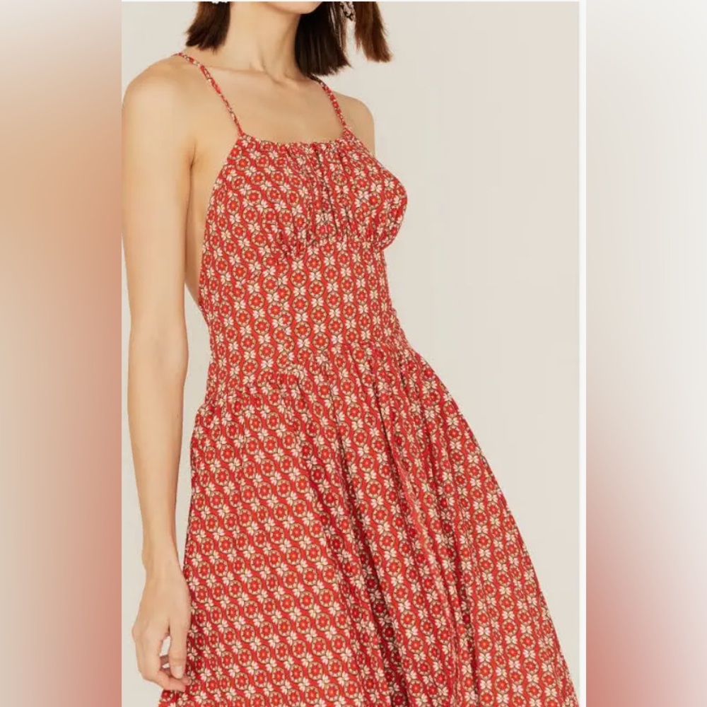 Molly Bracken Red Floral Asymmetrical High Low Dress